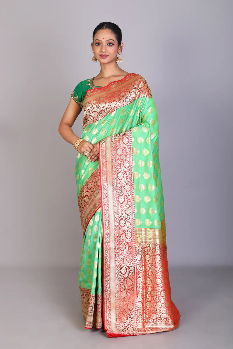 Green Blended Banarasi Saree - Keya Seth Exclusive