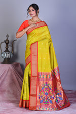 Load image into Gallery viewer, Yellow Blended Paithani Saree with Zari Work - Keya Seth Exclusive
