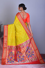 Load image into Gallery viewer, Yellow Blended Paithani Saree with Zari Work - Keya Seth Exclusive
