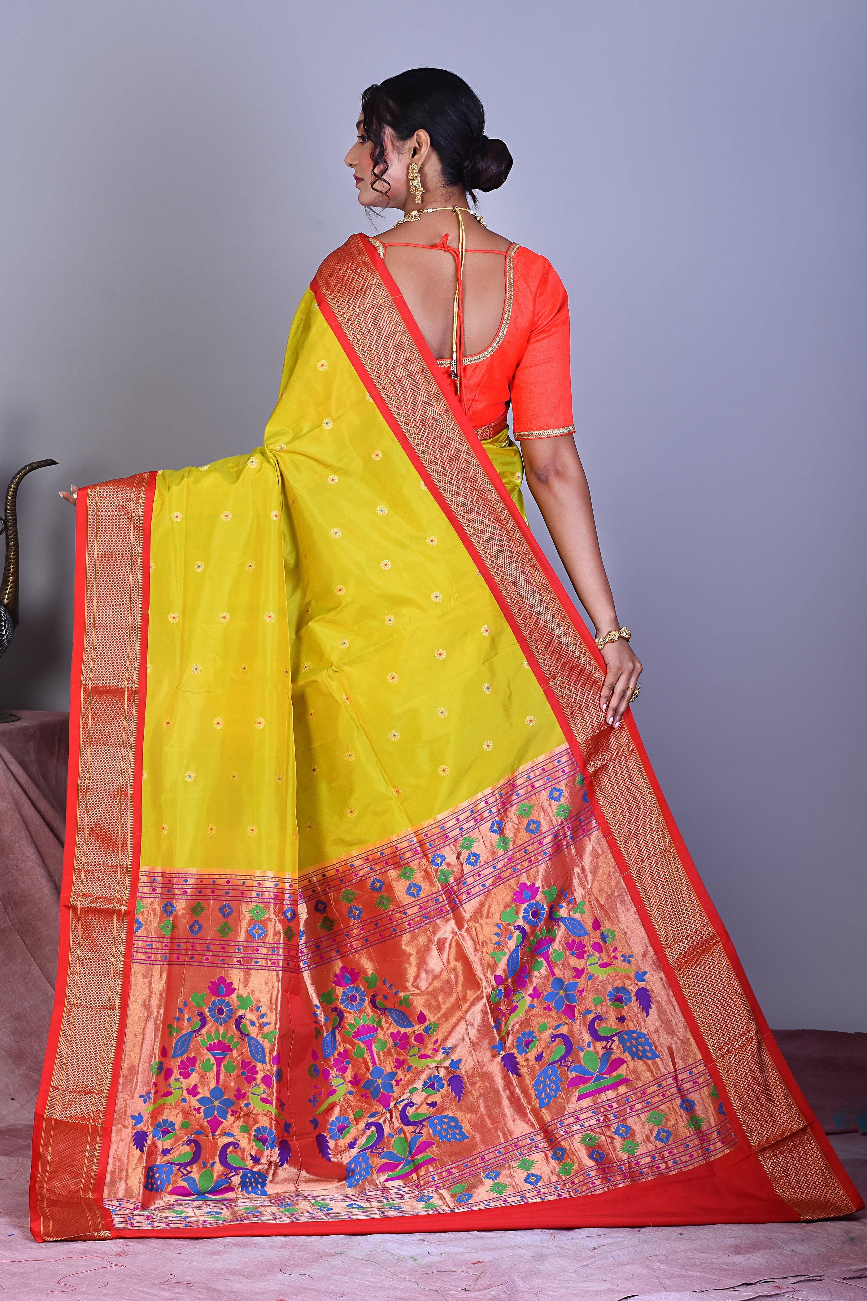 Yellow Blended Paithani Saree with Zari Work - Keya Seth Exclusive