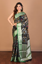 Load image into Gallery viewer, Black Organza Saree with Blouse Piece - Keya Seth Exclusive
