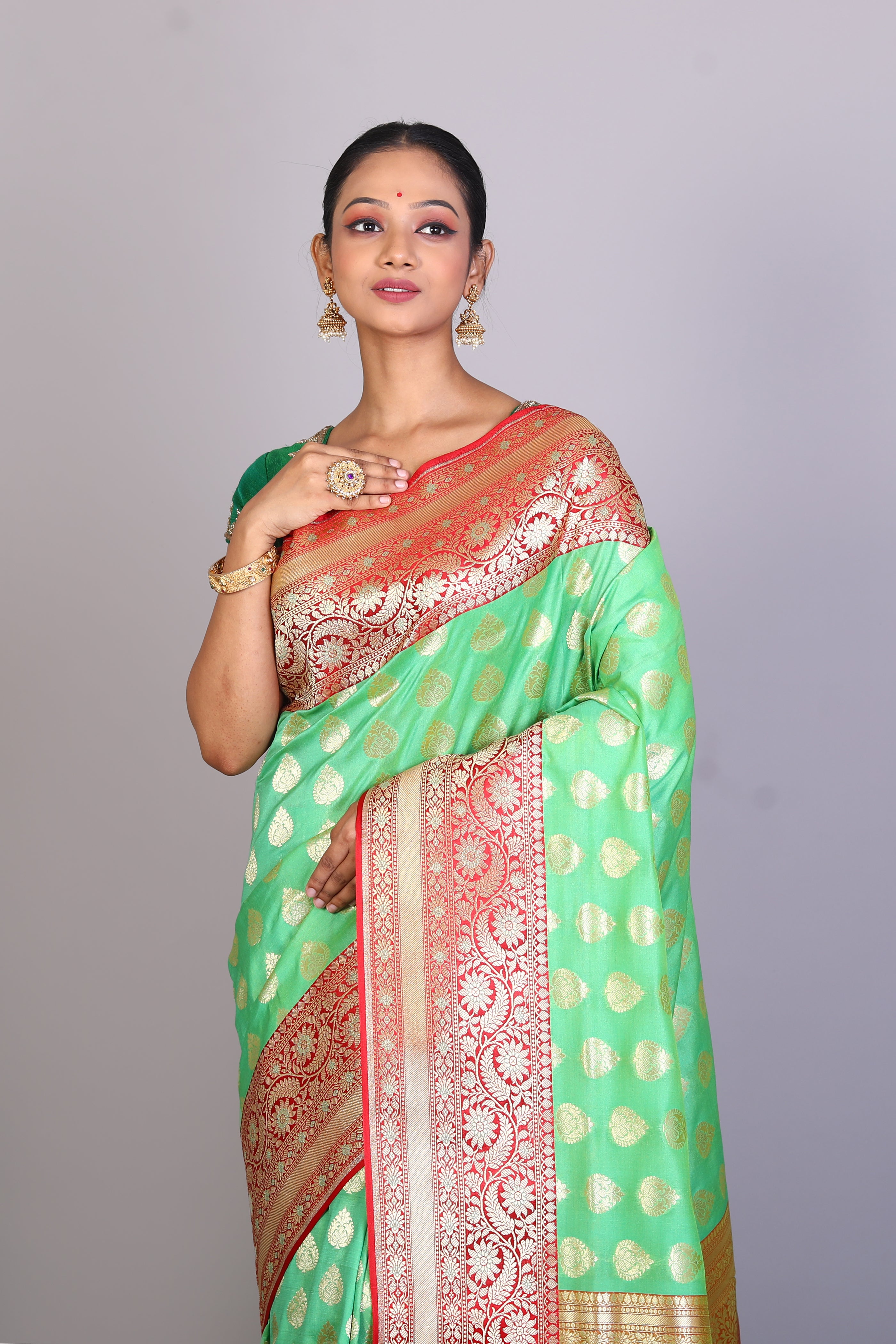 Green Blended Banarasi Saree - Keya Seth Exclusive