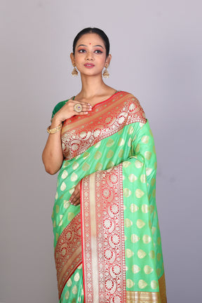 Green Blended Banarasi Saree - Keya Seth Exclusive