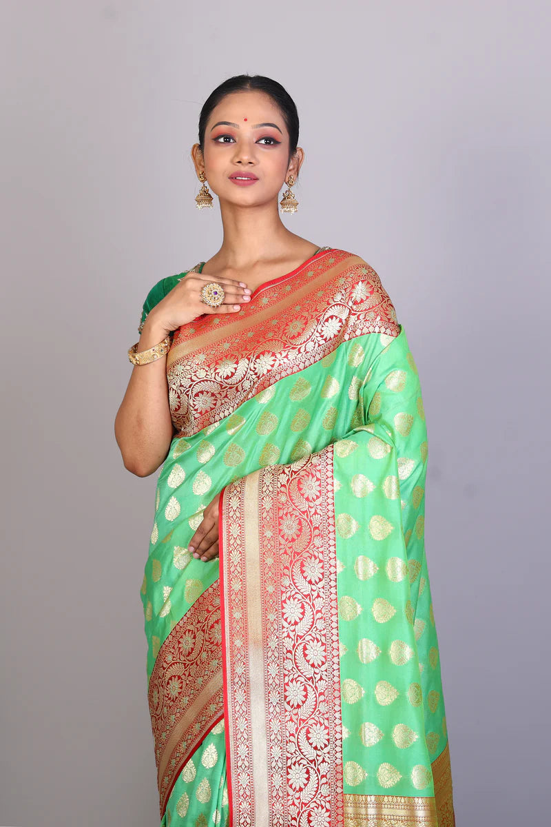 Green Blended Banarasi Saree - Keya Seth Exclusive
