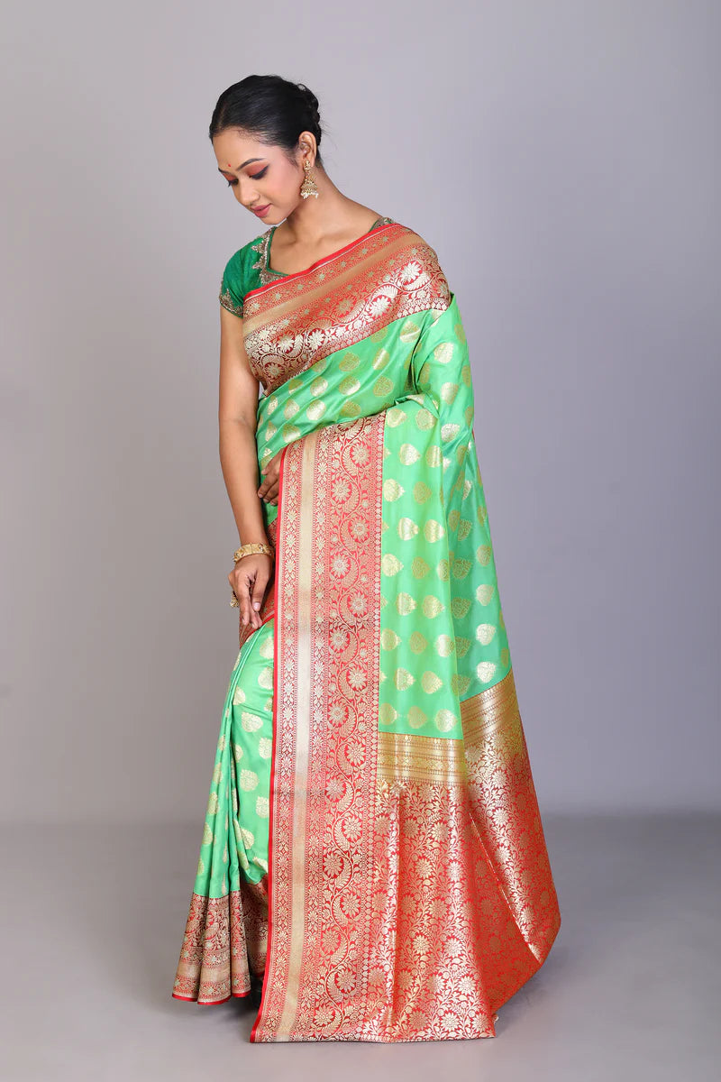 Green Blended Banarasi Saree - Keya Seth Exclusive