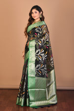 Load image into Gallery viewer, Black Organza Saree with Blouse Piece - Keya Seth Exclusive
