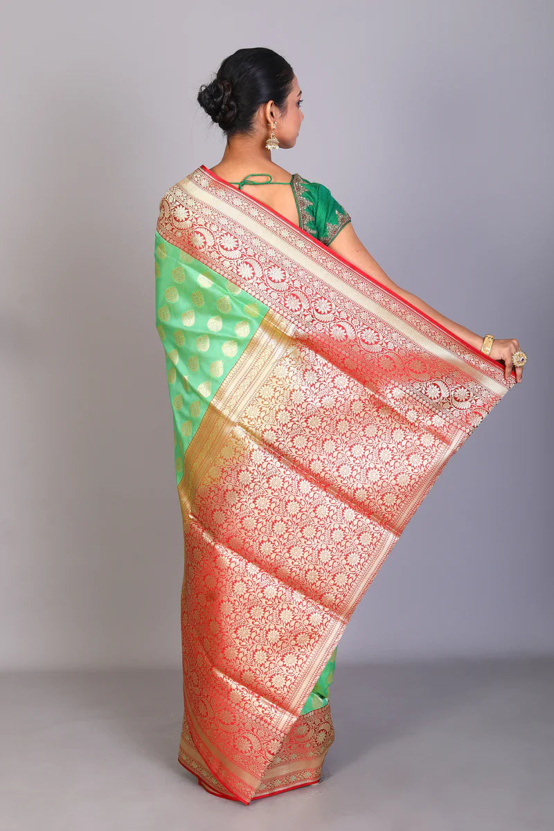 Green Blended Banarasi Saree - Keya Seth Exclusive