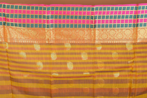 Yellow and Brown Blended Silk Saree with Blouse Piece - Keya Seth Exclusive