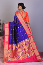 Load image into Gallery viewer, Royal Blue Pure Paithani Saree with Zari Work - Keya Seth Exclusive
