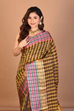 Load image into Gallery viewer, Yellow and Brown Blended Silk Saree with Blouse Piece - Keya Seth Exclusive
