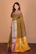 Load image into Gallery viewer, Yellow and Brown Blended Silk Saree with Blouse Piece - Keya Seth Exclusive
