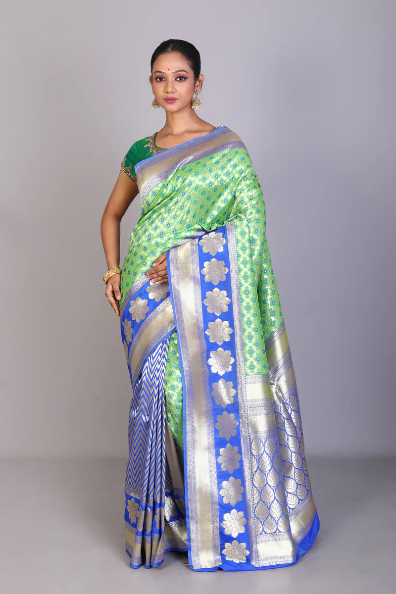 Green& Blue Half & Half Blended Uppada Silk Saree - Keya Seth Exclusive