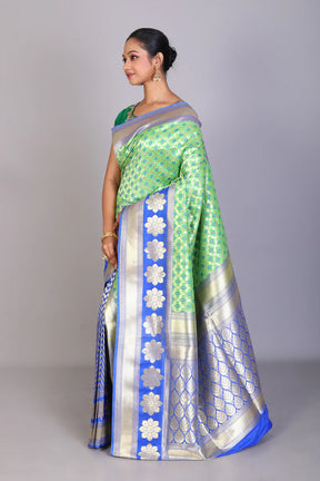 Green& Blue Half & Half Blended Uppada Silk Saree - Keya Seth Exclusive