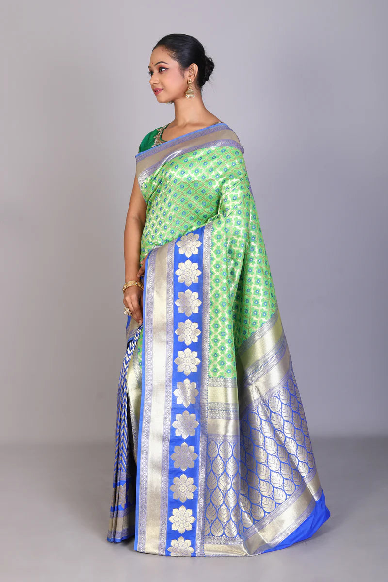 Green& Blue Half & Half Blended Uppada Silk Saree - Keya Seth Exclusive