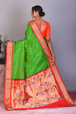 Load image into Gallery viewer, Green Blended Paithani Saree with Zari Work - Keya Seth Exclusive
