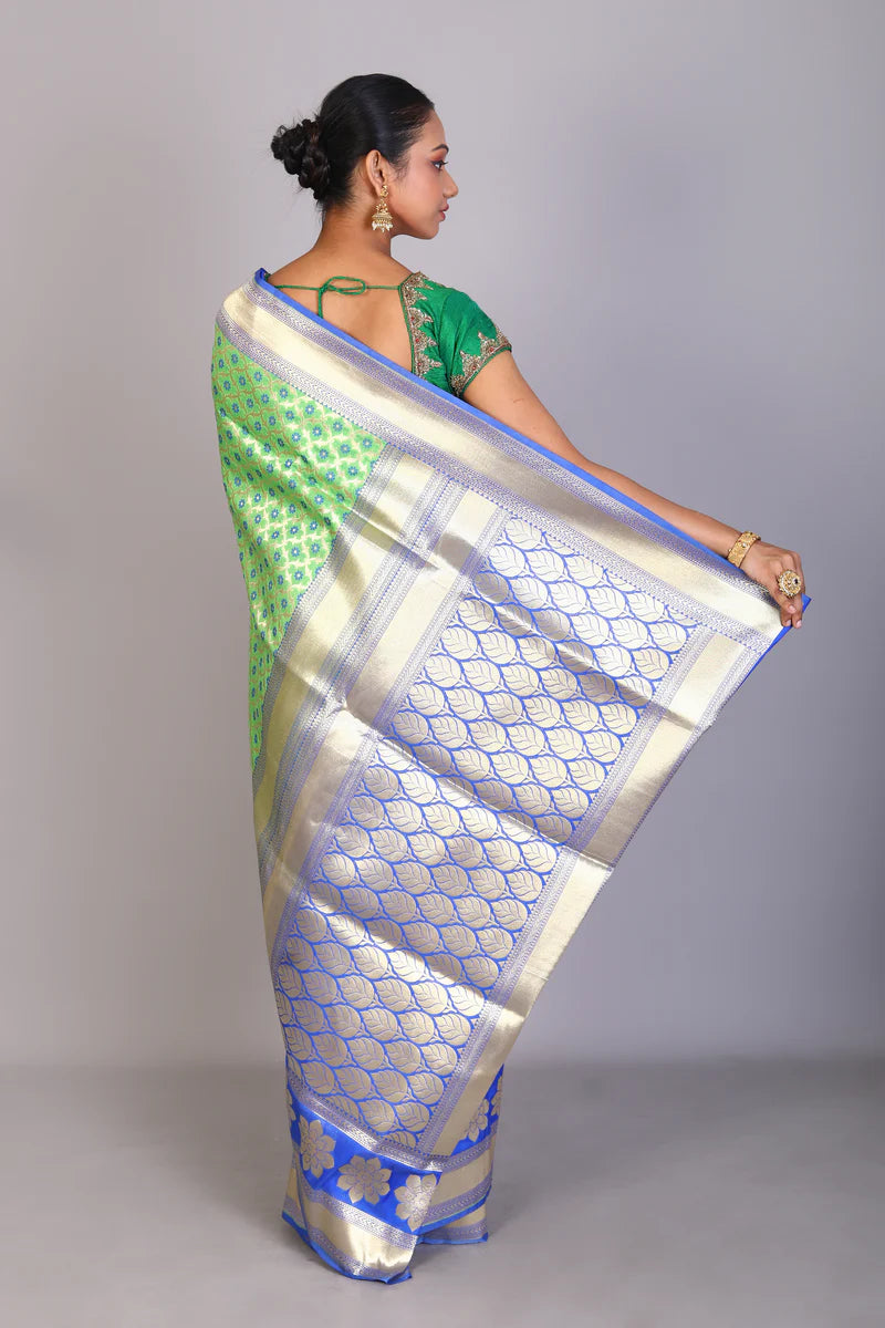 Green& Blue Half & Half Blended Uppada Silk Saree - Keya Seth Exclusive