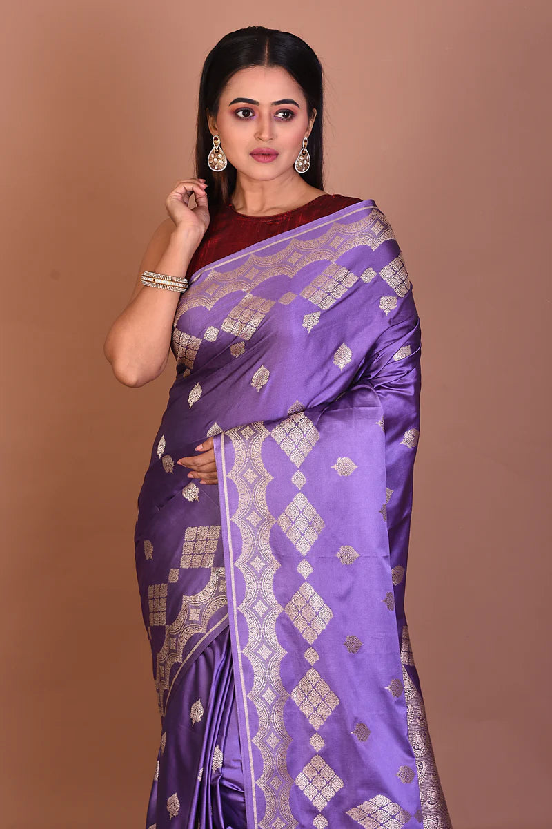 Lavender Blended Mashru Silk Saree - Keya Seth Exclusive
