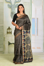 Load image into Gallery viewer, Grey Pure Tussar Silk Saree - Keya Seth Exclusive
