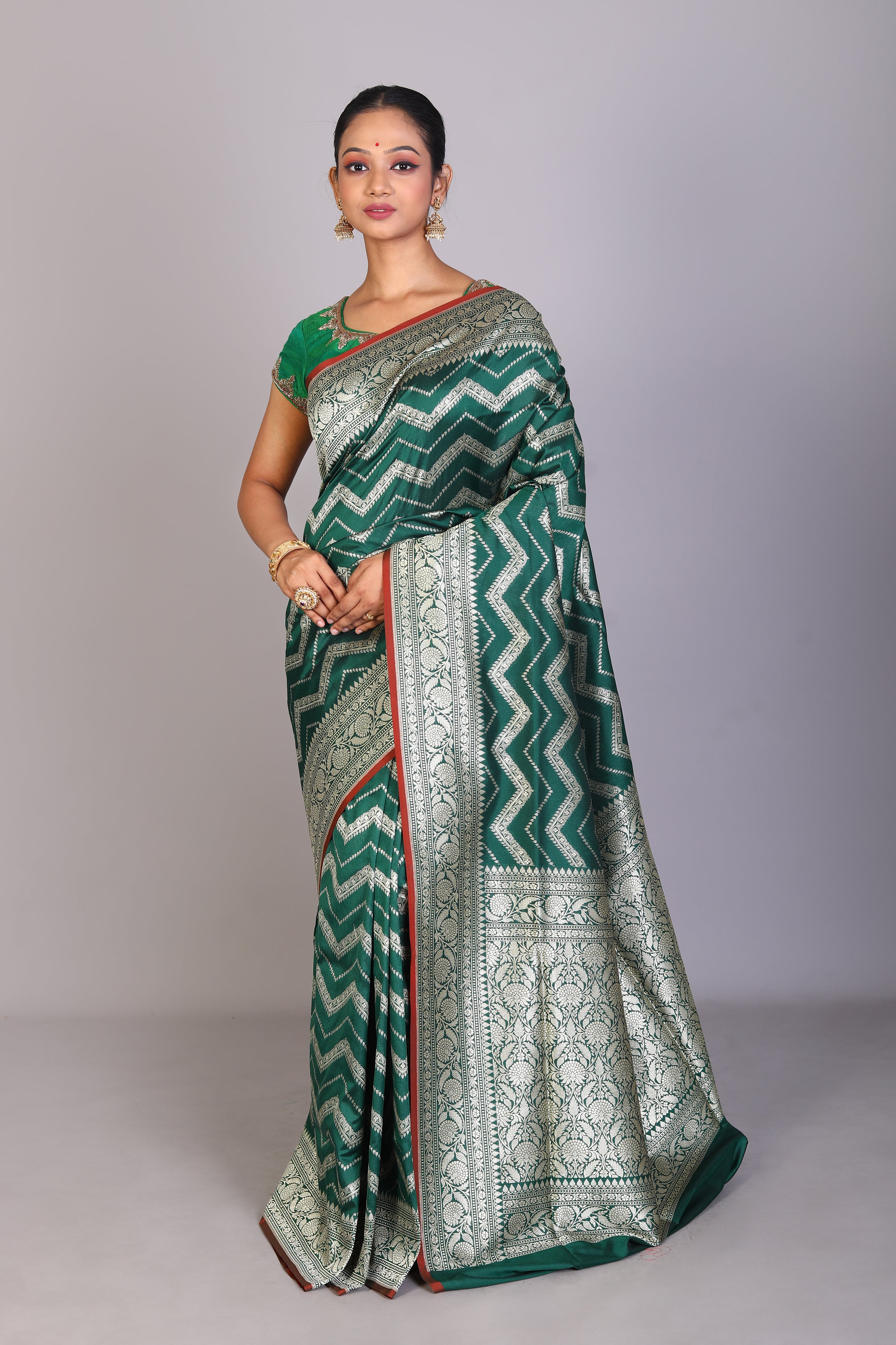 Bottle Green Art Silk Saree - Keya Seth Exclusive