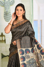 Load image into Gallery viewer, Grey Pure Tussar Silk Saree - Keya Seth Exclusive