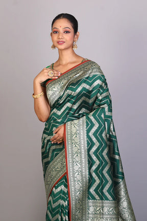 Bottle Green Art Silk Saree - Keya Seth Exclusive