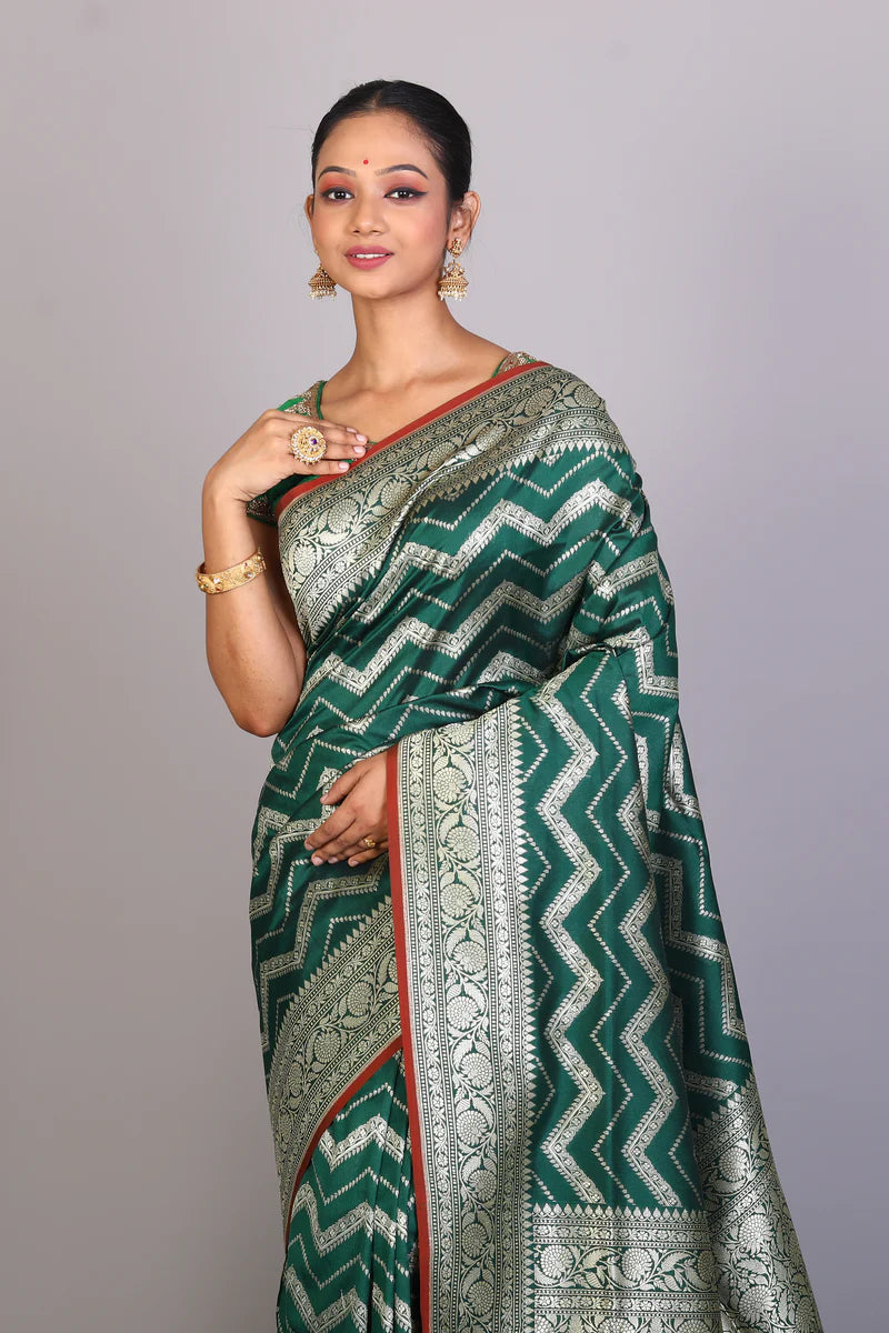 Bottle Green Art Silk Saree - Keya Seth Exclusive