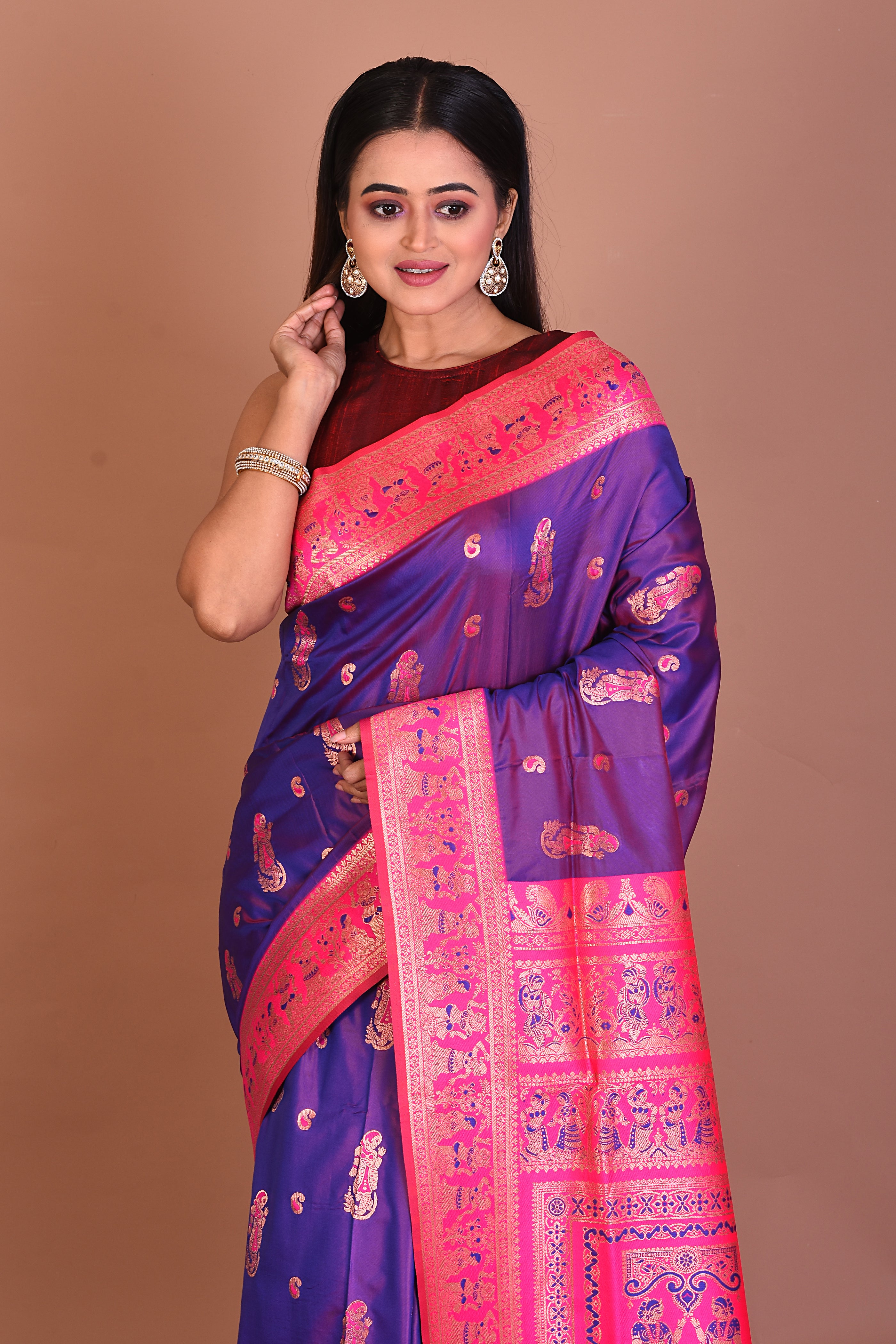 Violet Blended Baluchari Saree - Keya Seth Exclusive