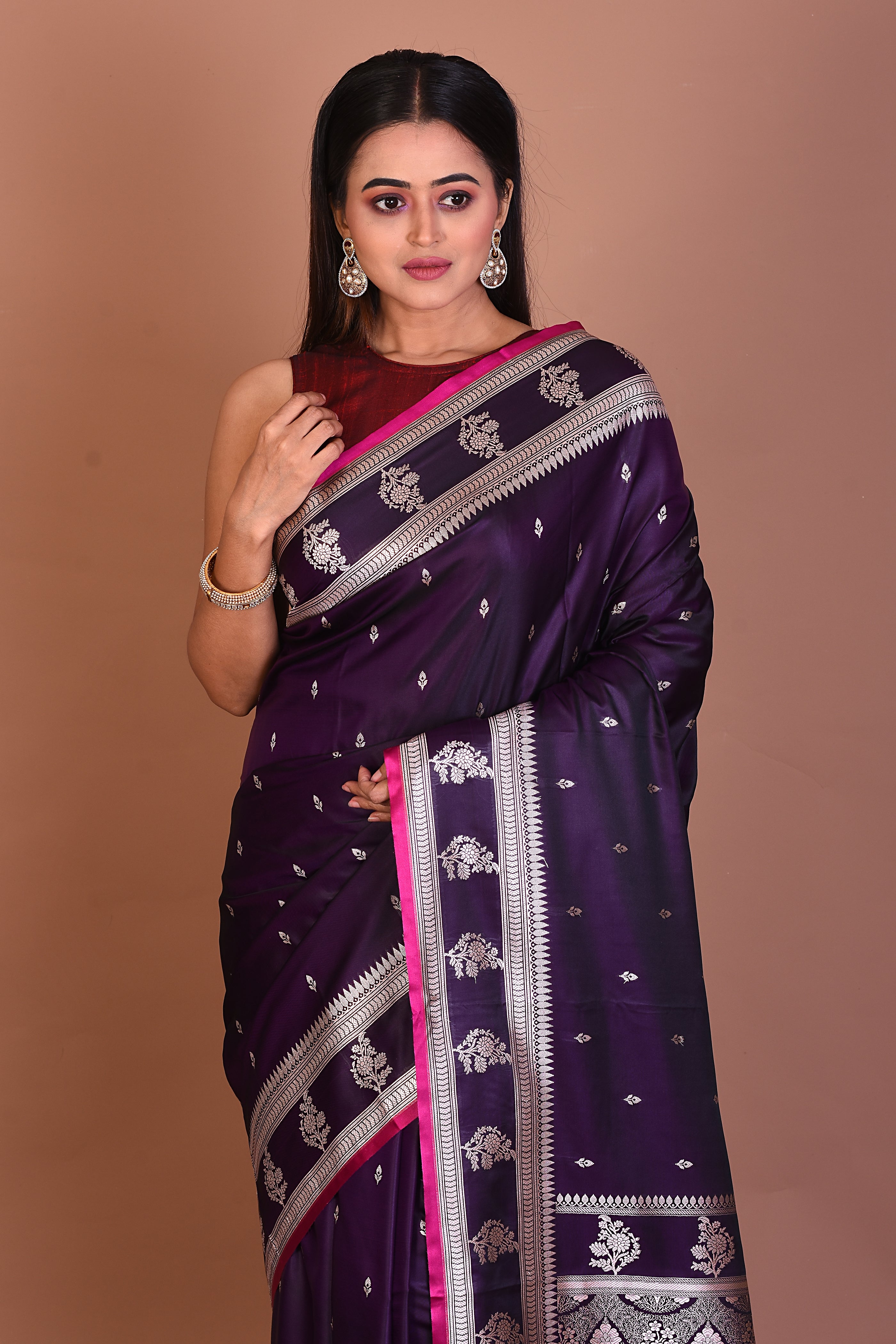 Violet Blended Mashru Silk Saree - Keya Seth Exclusive