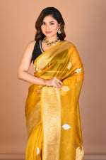 Load image into Gallery viewer, Mustard Pure Tissue Saree with Blouse Piece - Keya Seth Exclusive
