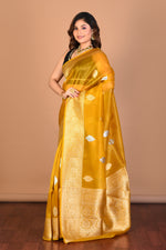 Load image into Gallery viewer, Mustard Pure Tissue Saree with Blouse Piece - Keya Seth Exclusive
