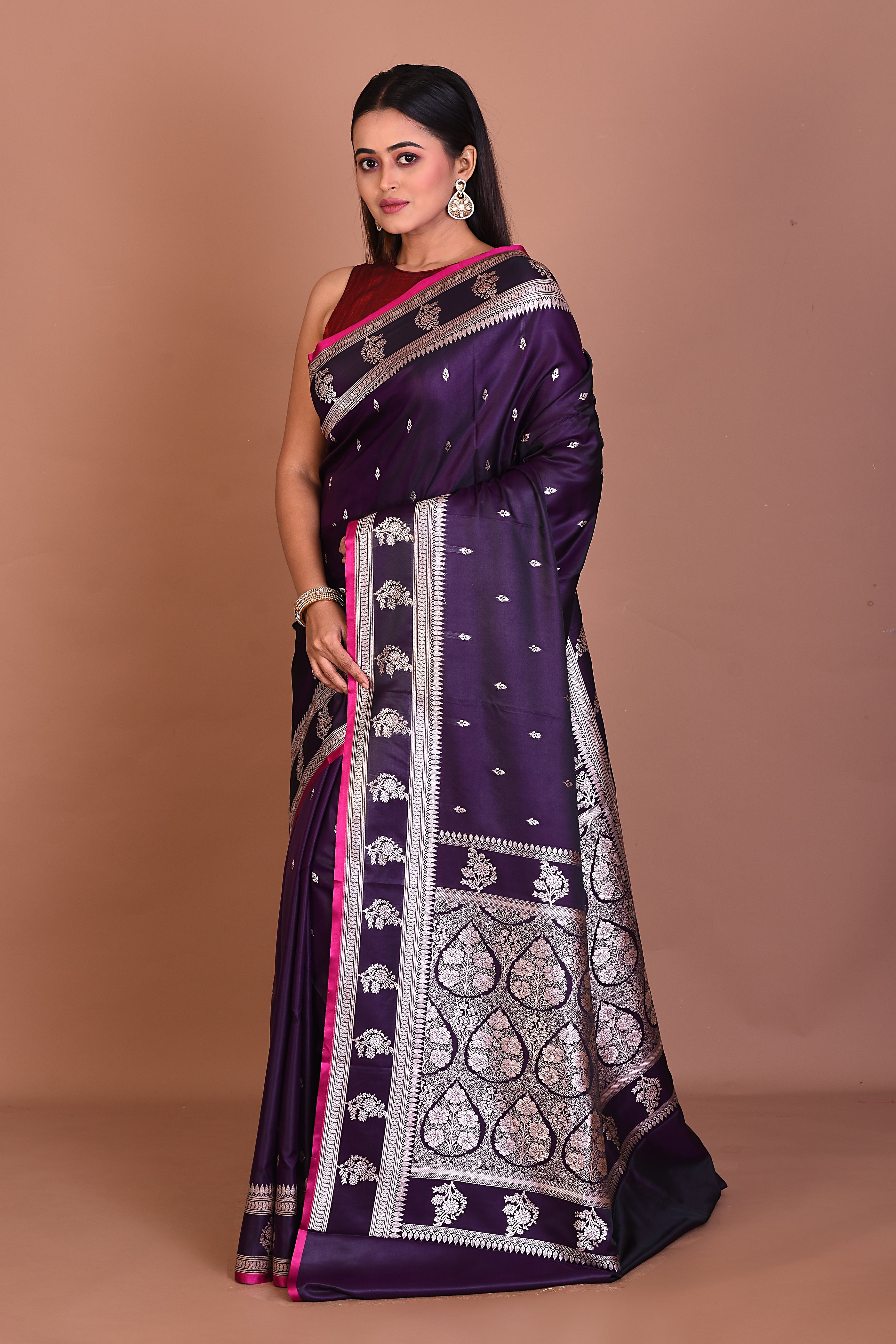 Violet Blended Mashru Silk Saree - Keya Seth Exclusive