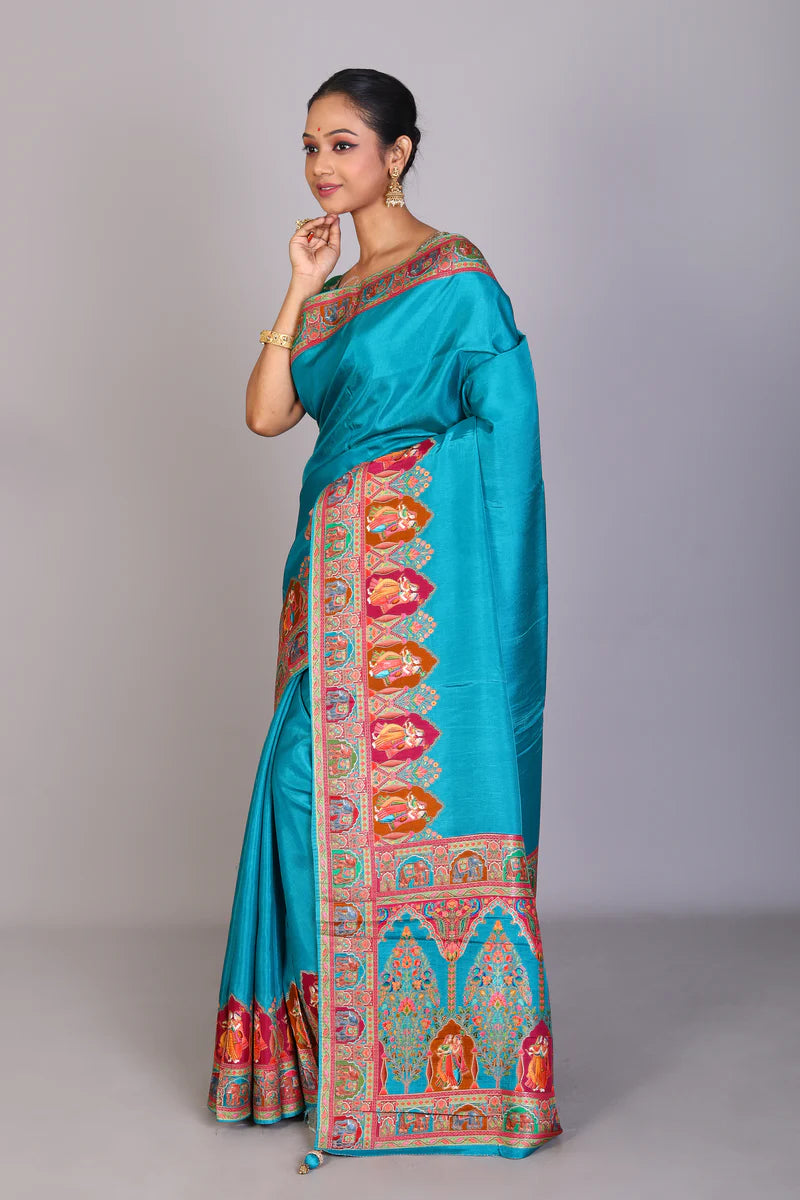 Blue Blended Crepe Silk Saree - Keya Seth Exclusive