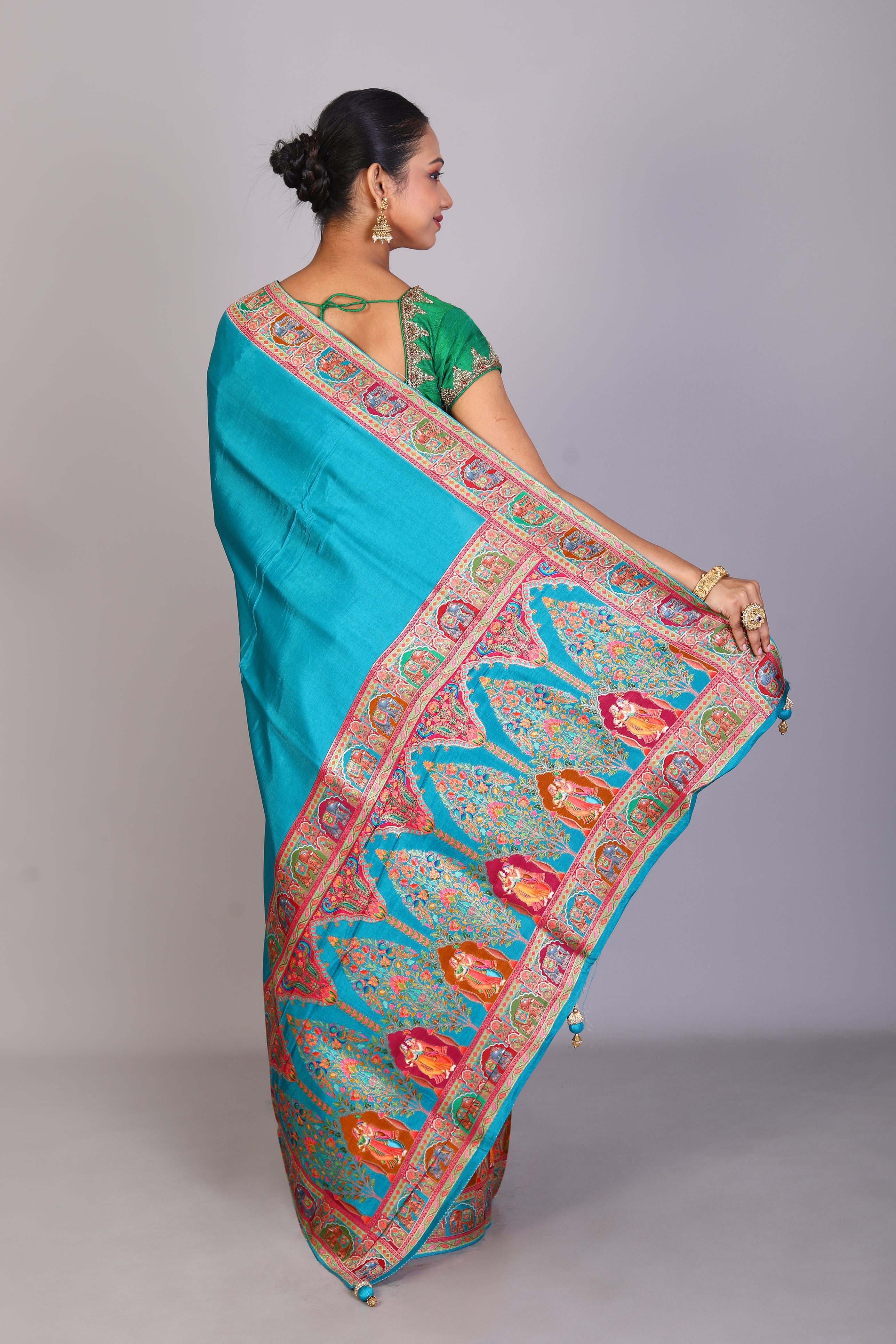 Blue Blended Crepe Silk Saree - Keya Seth Exclusive