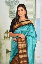 Load image into Gallery viewer, Sea Green Pure Gadwal Saree - Keya Seth Exclusive

