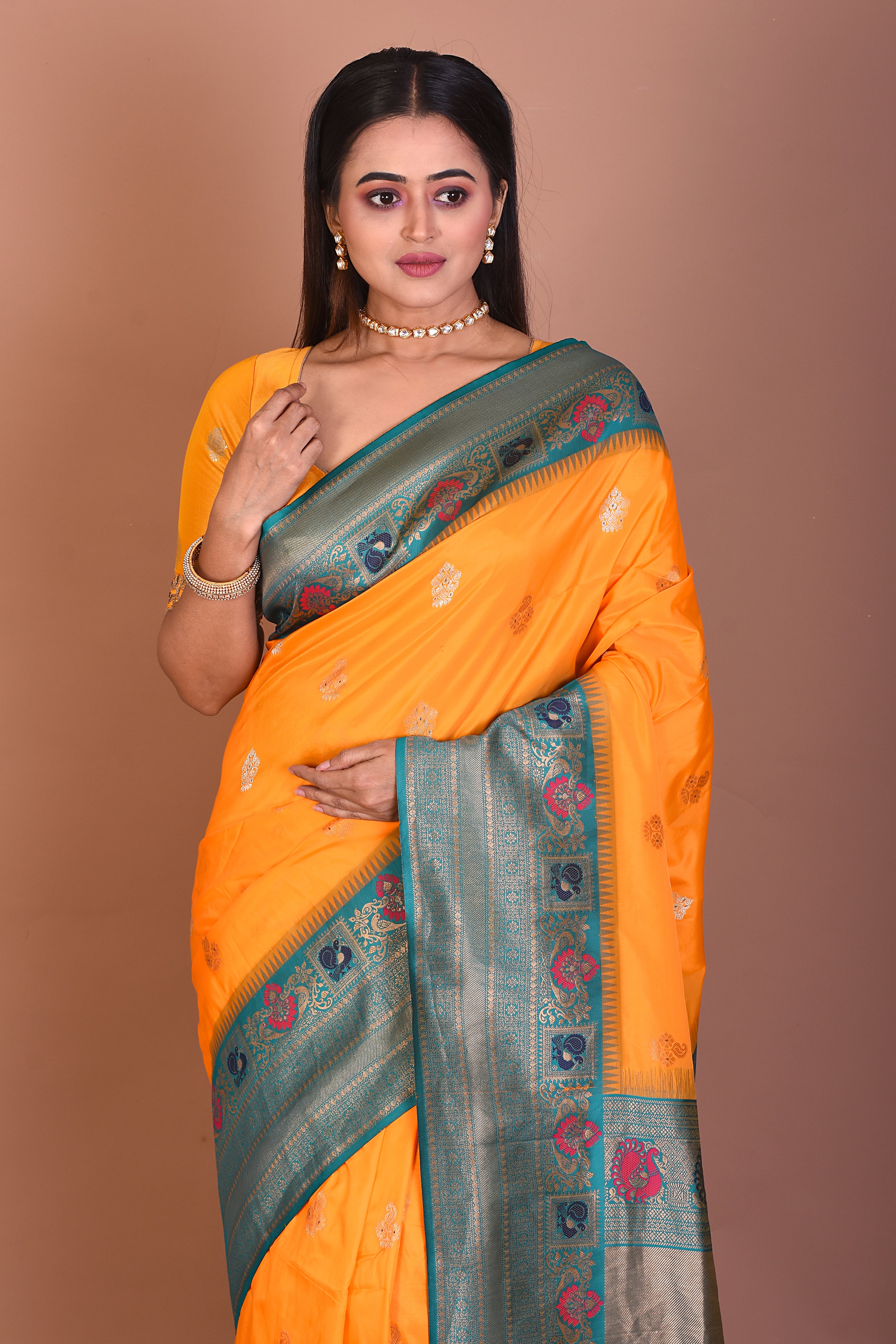 Mustard Blended Tissue Saree - Keya Seth Exclusive