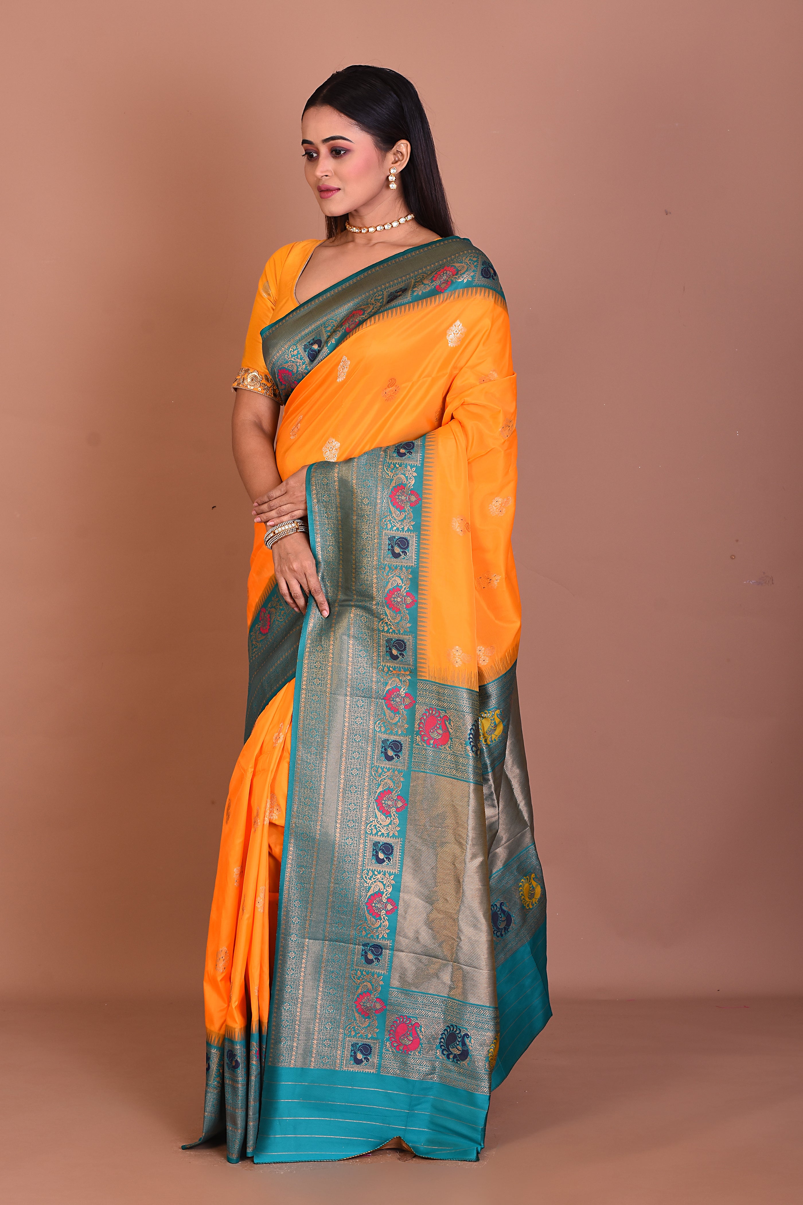 Mustard Blended Tissue Saree - Keya Seth Exclusive