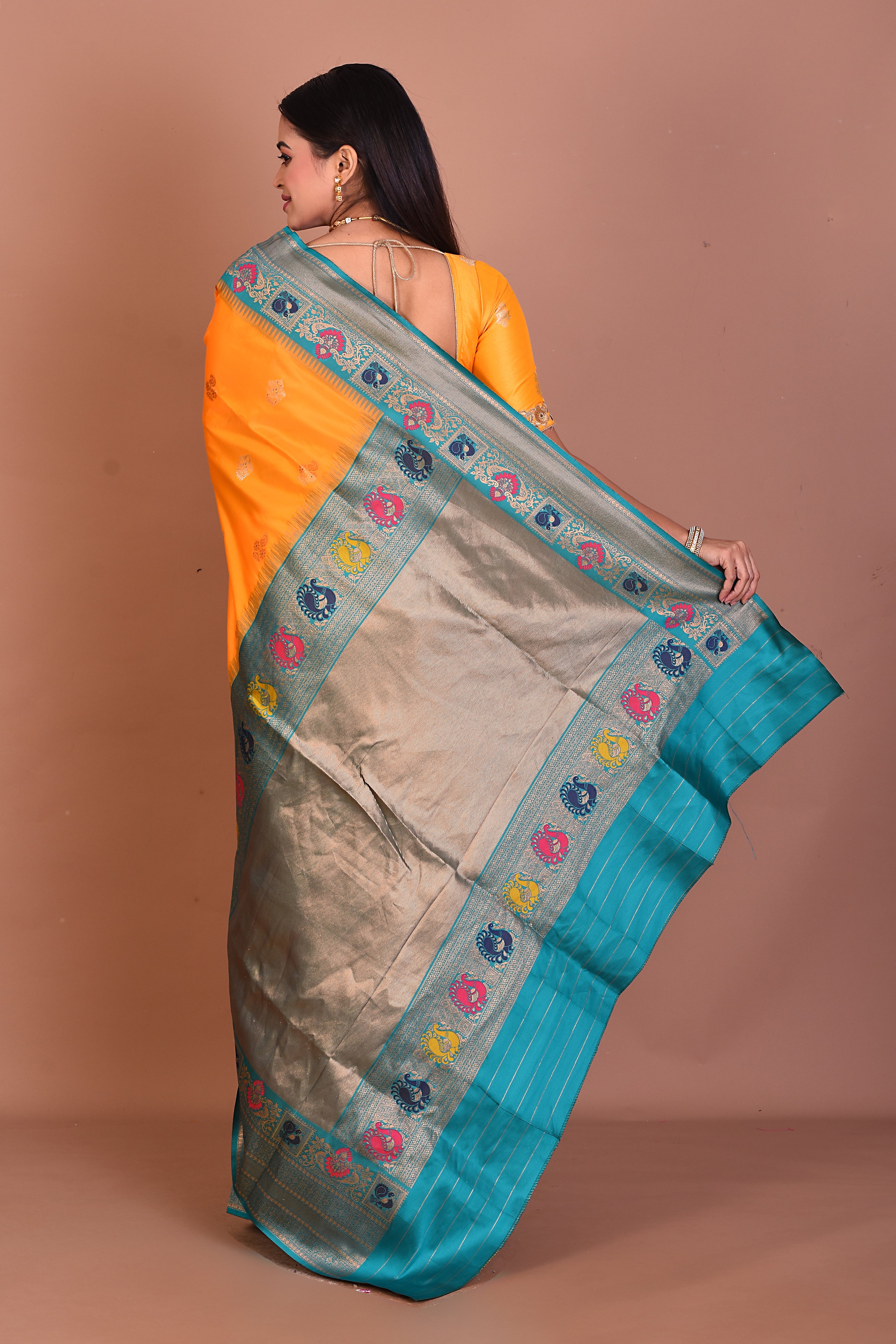 Mustard Blended Tissue Saree - Keya Seth Exclusive