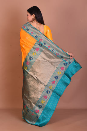 Mustard Blended Tissue Saree - Keya Seth Exclusive