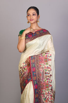 Beige Crepe Silk Saree - Keya Seth Exclusive