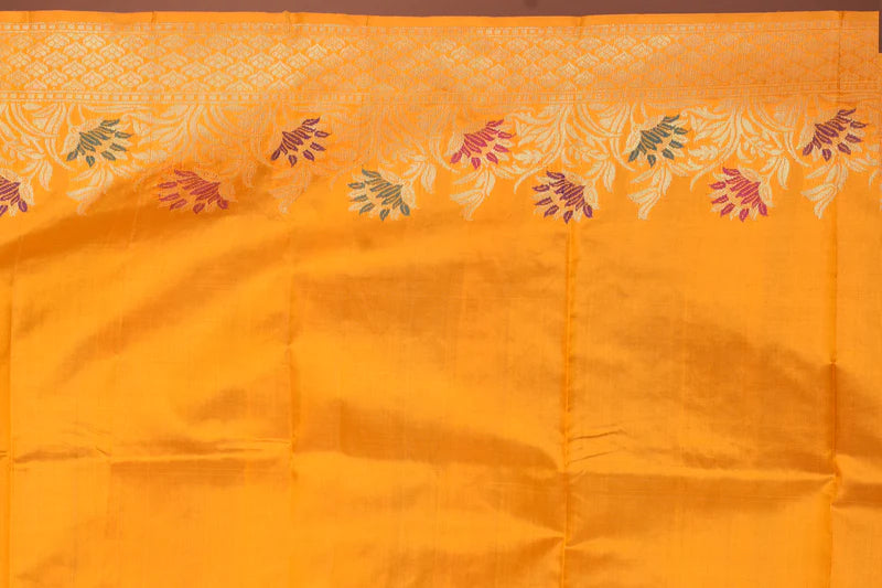 Yellow Pure Katan Silk Saree - Keya Seth Exclusive
