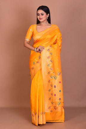 Yellow Pure Katan Silk Saree - Keya Seth Exclusive