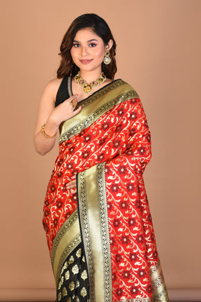 Red Half and Half Uppada Silk Saree with Blouse Piece - Keya Seth Exclusive