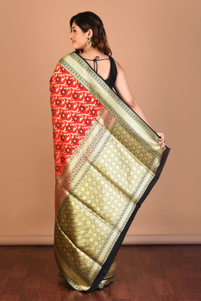 Red Half and Half Uppada Silk Saree with Blouse Piece - Keya Seth Exclusive