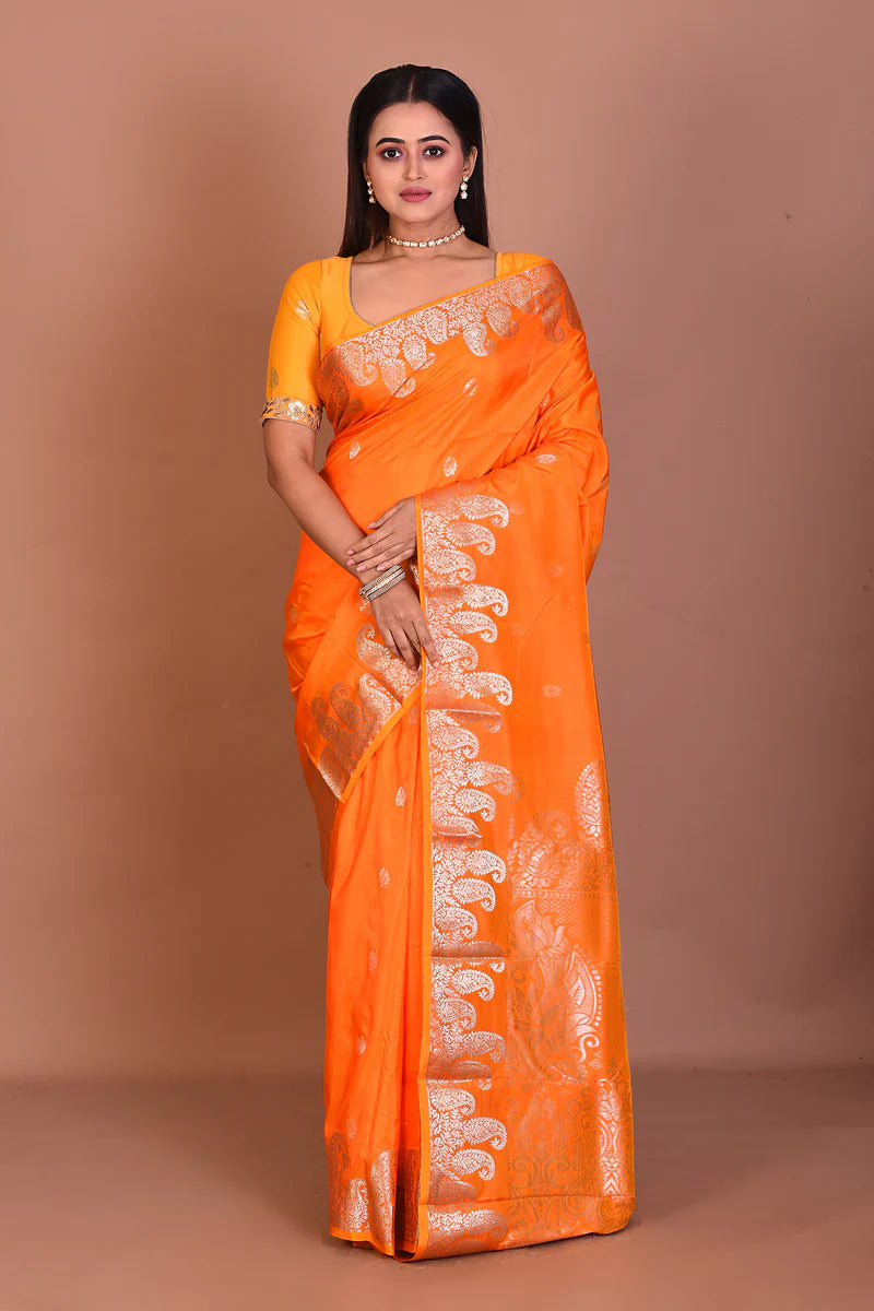 Yellow Pure Katan Silk Saree - Keya Seth Exclusive
