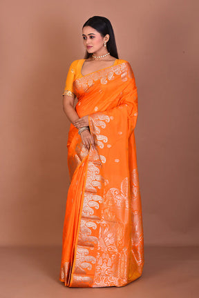 Yellow Pure Katan Silk Saree - Keya Seth Exclusive