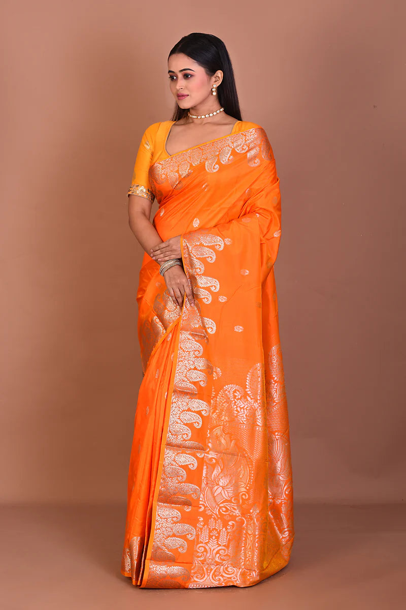 Yellow Pure Katan Silk Saree - Keya Seth Exclusive