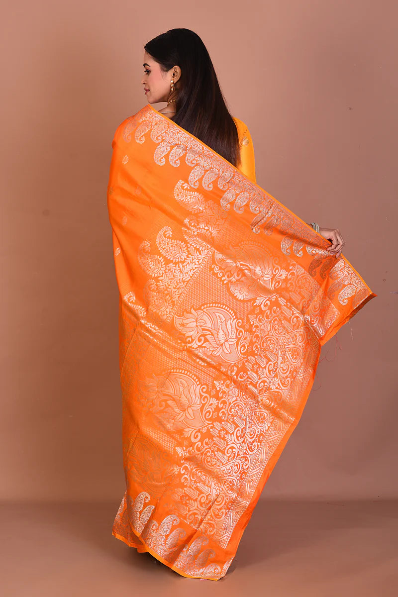 Yellow Pure Katan Silk Saree - Keya Seth Exclusive