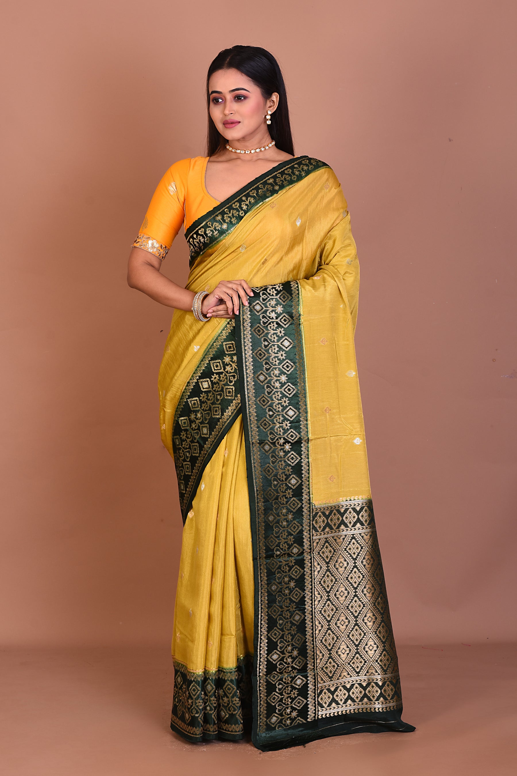 Olive Green Art Silk Saree - Keya Seth Exclusive