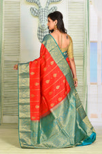 Load image into Gallery viewer, Bright Red Pure Kanjivaram Silk Saree - Keya Seth Exclusive