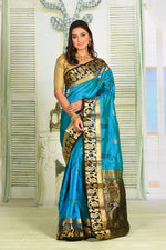 Load image into Gallery viewer, Dual Tone Blue Pure Kanjivaram Silk Saree - Keya Seth Exclusive